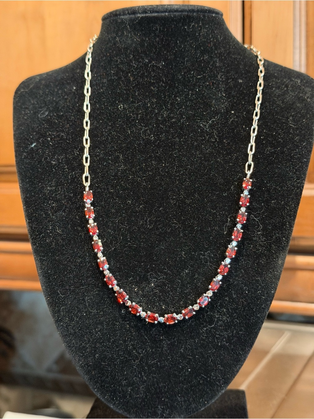 Mozambique Garnet Paperclip Necklace